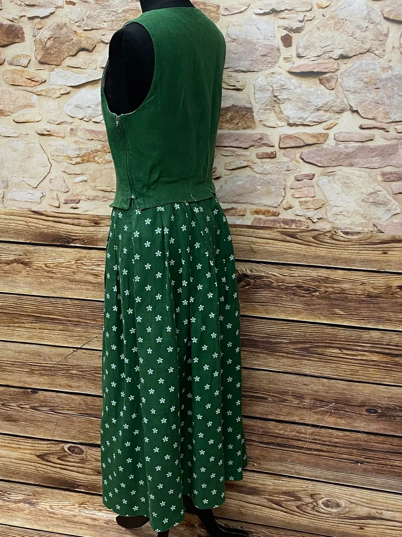Vintage Dirndl grün lang Gössle Trachtenkleid Damen Gr. 38