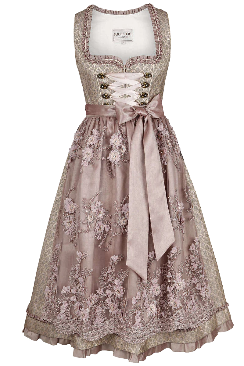 Krüger Collection Dirndl mit Perlen-Blumen-Stickerei-Schürze