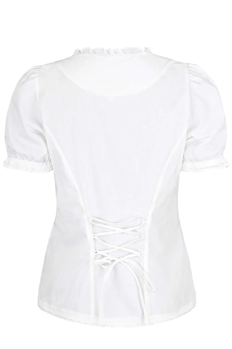 Trachten Miederbluse mit Stickerei kariert
