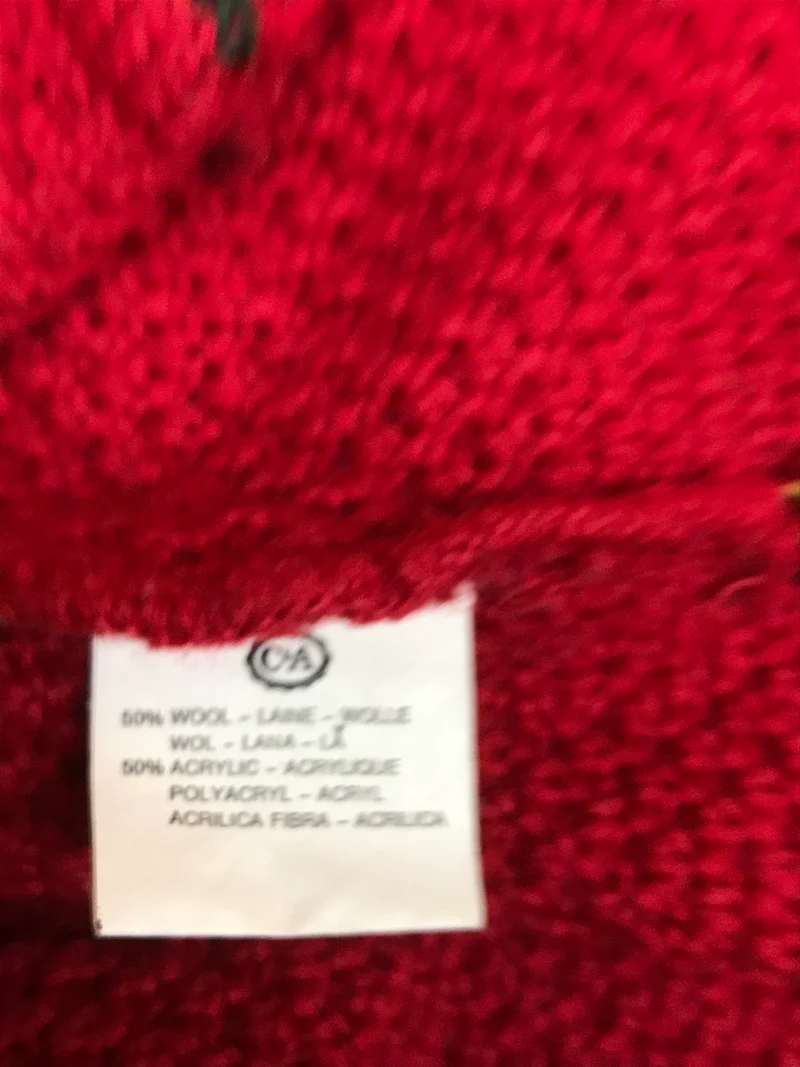 Vintage Trachten Strickjacke Rot mit floraler Stickerei – Größe 40