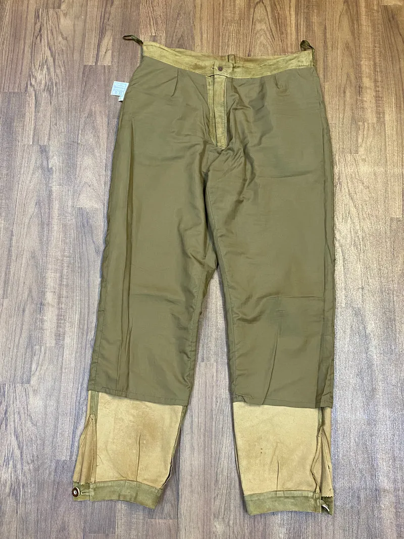 Vintage Trachten Lederhose Herren lang Echtleder Braun/Olive Gr. 52