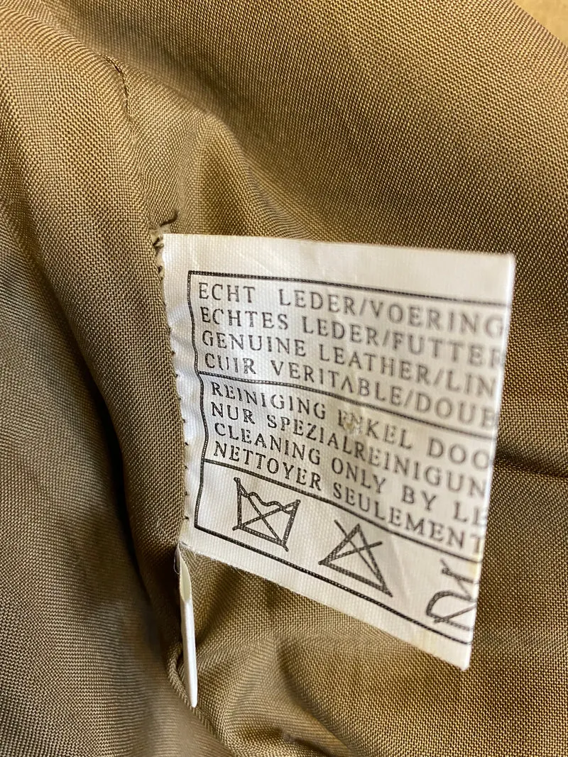 Vintage Trachten Lederhose Herren lang Echtleder Braun/Olive Gr. 52