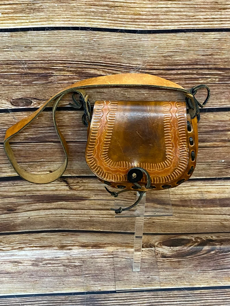 Ledertasche Vintage braun Satteltasche gestanzt Handgefertigt