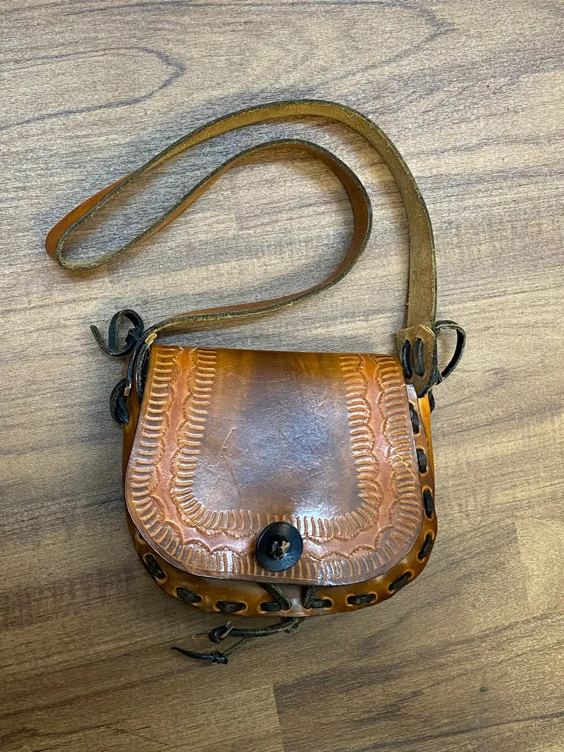 Ledertasche Vintage braun Satteltasche gestanzt Handgefertigt
