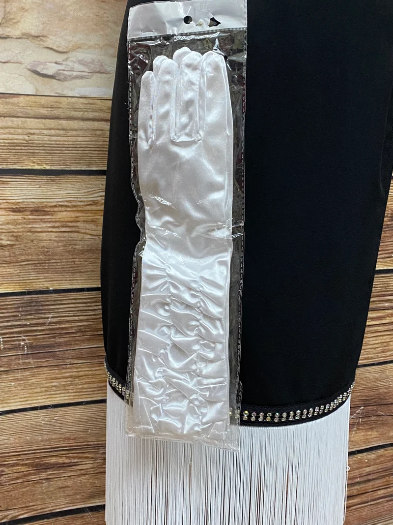 Schwarzes Charlestonkleid Gr. 46 mit Handschuhen