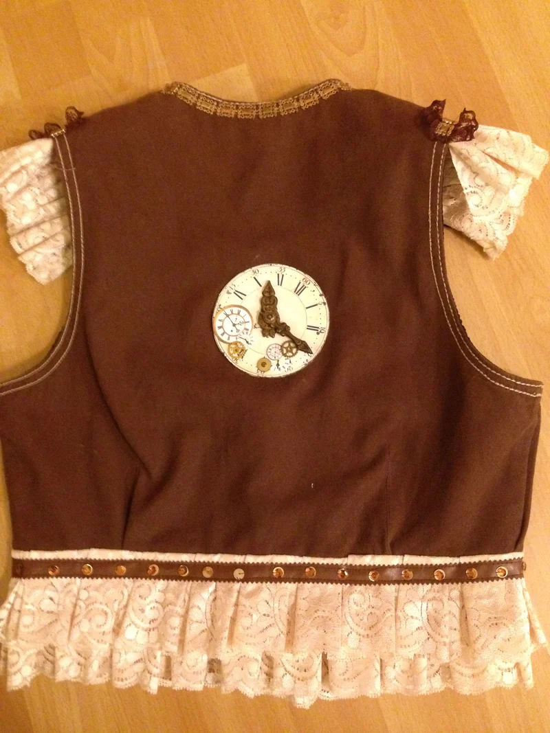 Steampunk Damen Outfit Gr. 36 in Braun-Beige