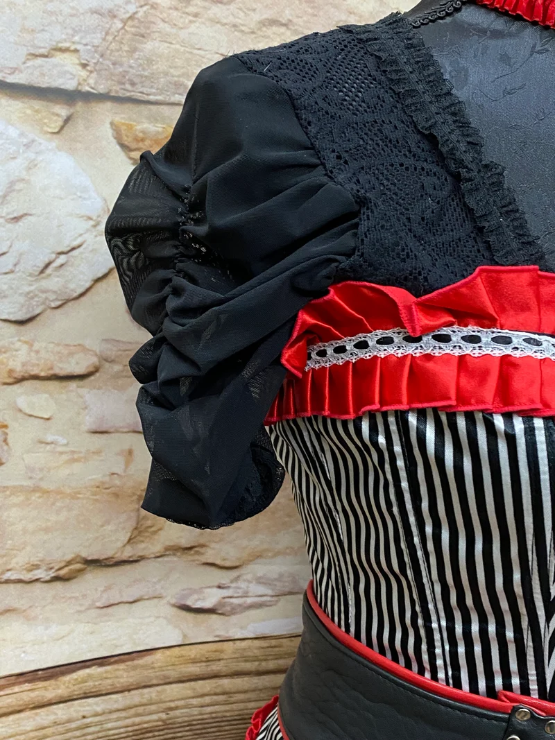 Steampunk Damen Outfit Gr. 34 – Schwarz-Rot mit Corsage & Rock