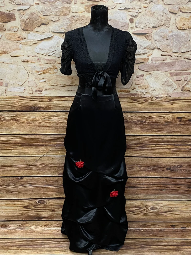 Steampunk Damen Outfit Gr. 34 – Schwarz-Rot mit Corsage & Rock
