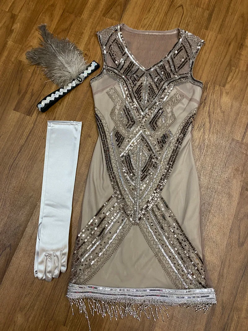 Charlestonkleid Gr. 36, 3-teilig