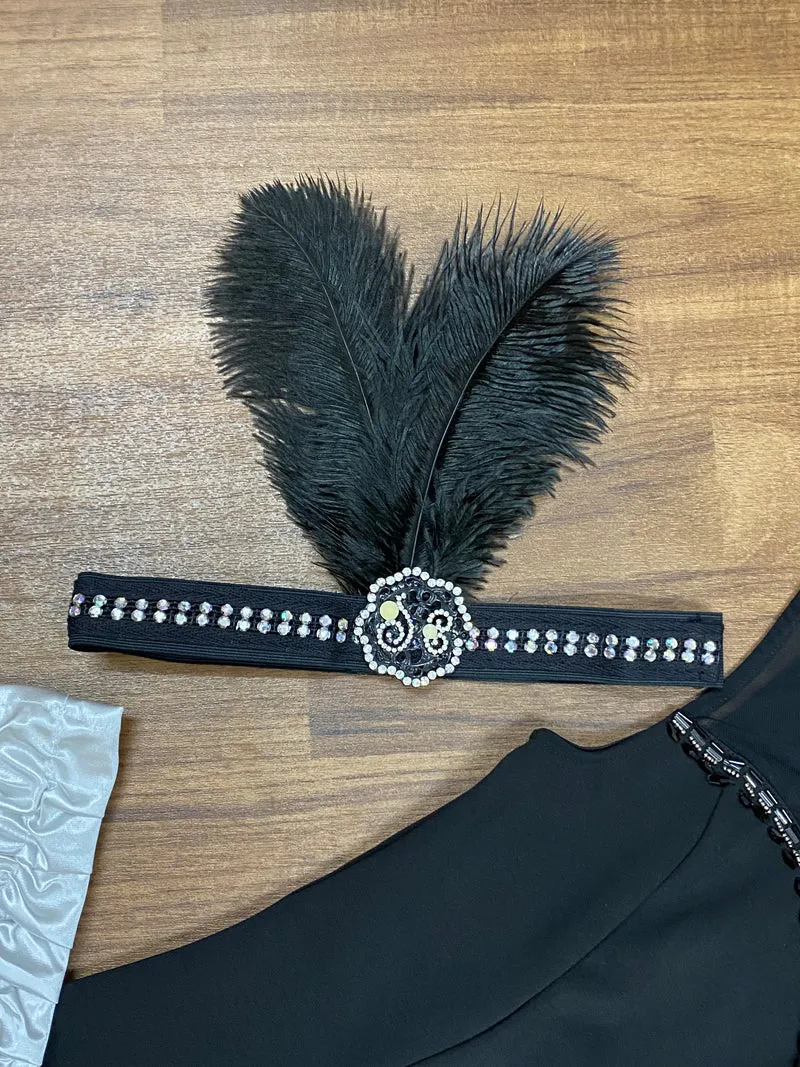 Schwarzes Fransenkleid Gr. 34 im 20er Jahre Stil