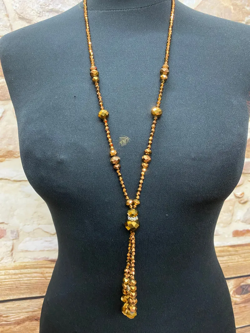 20er Damen-Set, Turban, Brosche und Perlenkette