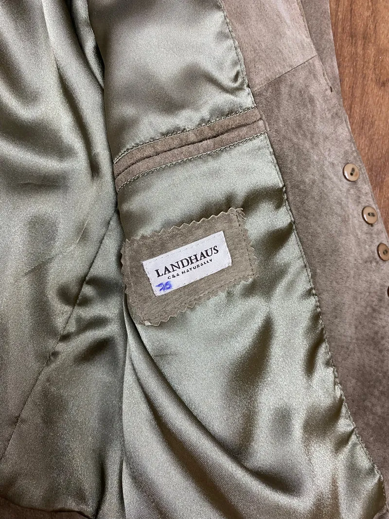 Vintage Trachten Lederjacke Damen Gr. 36 Beige Braun Landhaus Stil