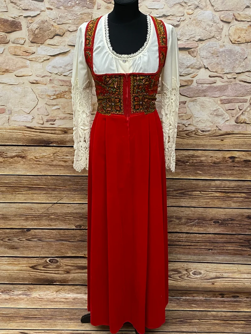 Vintage Trachtenkleid rot Wendelstein Dirndl lang Gr. 36