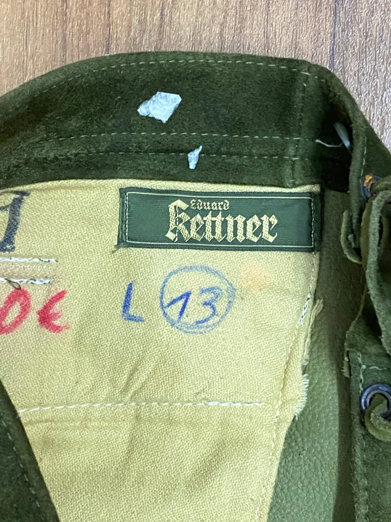 Vintage Lederhose Herren Kniebund Gr. 54 – dunkelgrüne Trachtenhose Kettner