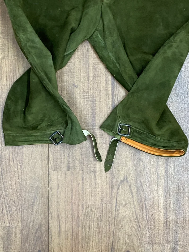 Vintage Lederhose Herren Kniebund Gr. 54 – dunkelgrüne Trachtenhose Kettner