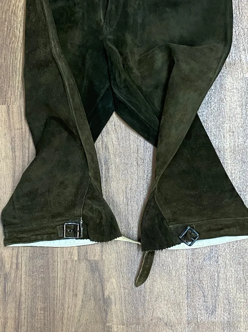 Vintage Lederhose Herren Kniebund Gr. 44 – grün echte Trachtenhose 70er/80er
