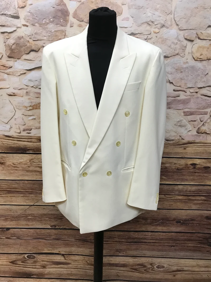 Vintage 80er/90er Dinner Jacket Elfenbein Doppelreiher Wilvorst Gr. 106