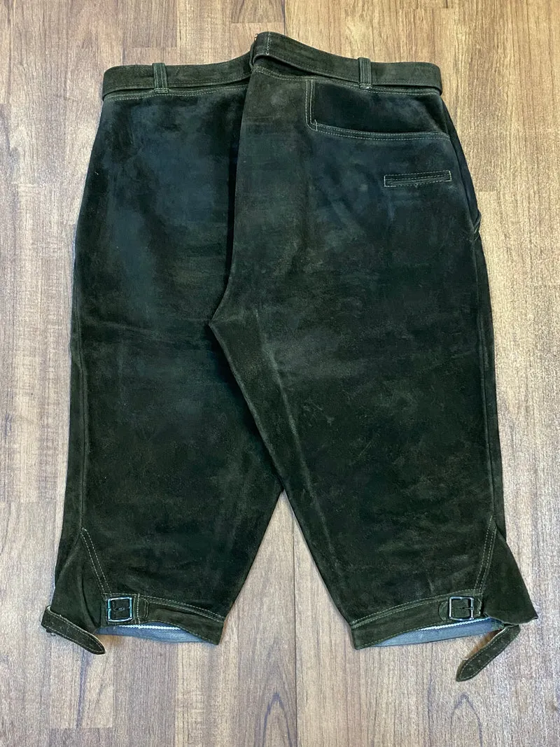 Vintage Lederhose Herren Kniebund Gr. ca. 52 – dunkelgrün Trachtenhose Frankonia Jagd