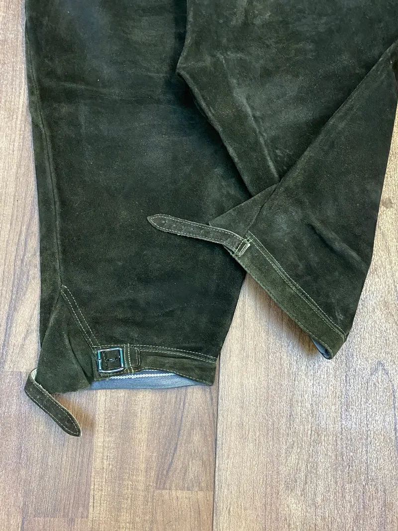 Vintage Lederhose Herren Kniebund Gr. ca. 52 – dunkelgrün Trachtenhose Frankonia Jagd