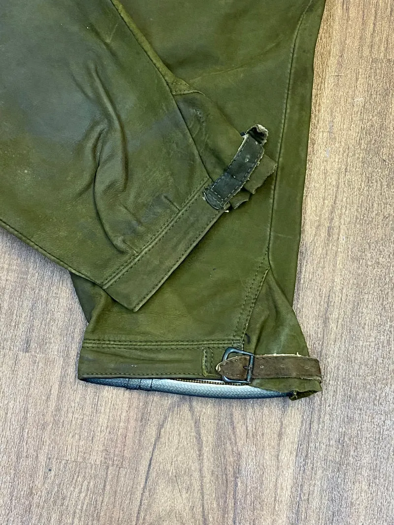 Vintage Lederhose Herren Kniebund Gr. 46 – grüne Trachtenhose Hirmer München