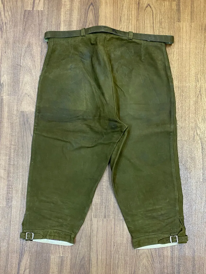 Vintage Kniebundlederhose Herren Grün Echtleder Trachten Größe ca. 48