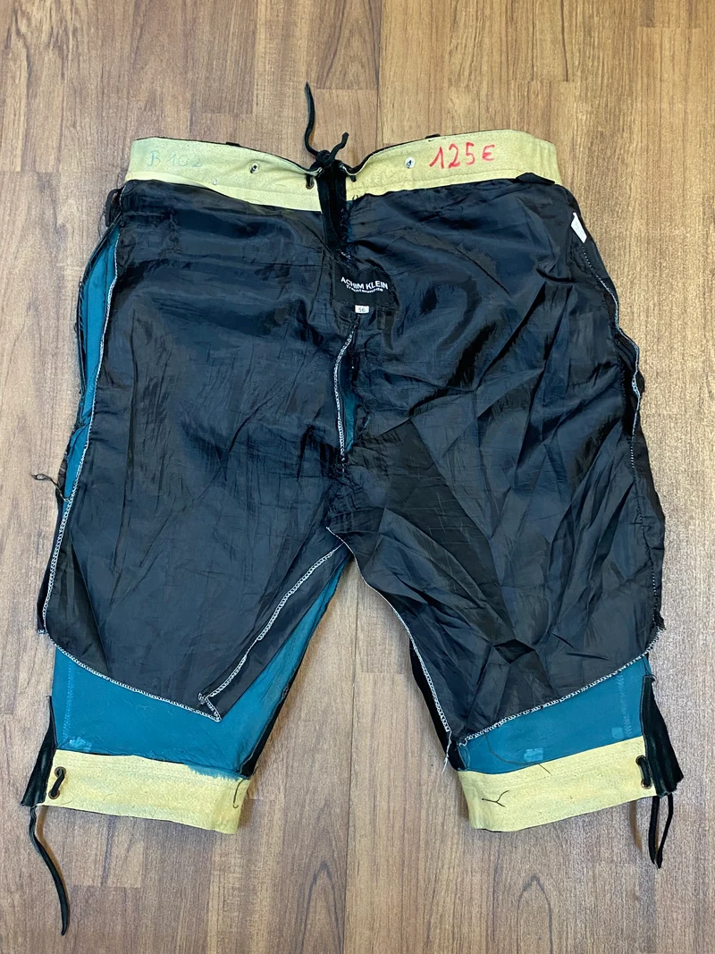 Vintage Kniebundlederhose Herren Schwarz Achim Klein Größe 56 Echtleder bestickt