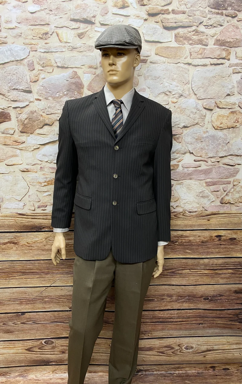 20er Jahre Herren Outfit Gr. 50 mit Nadelstreifen-Sakko