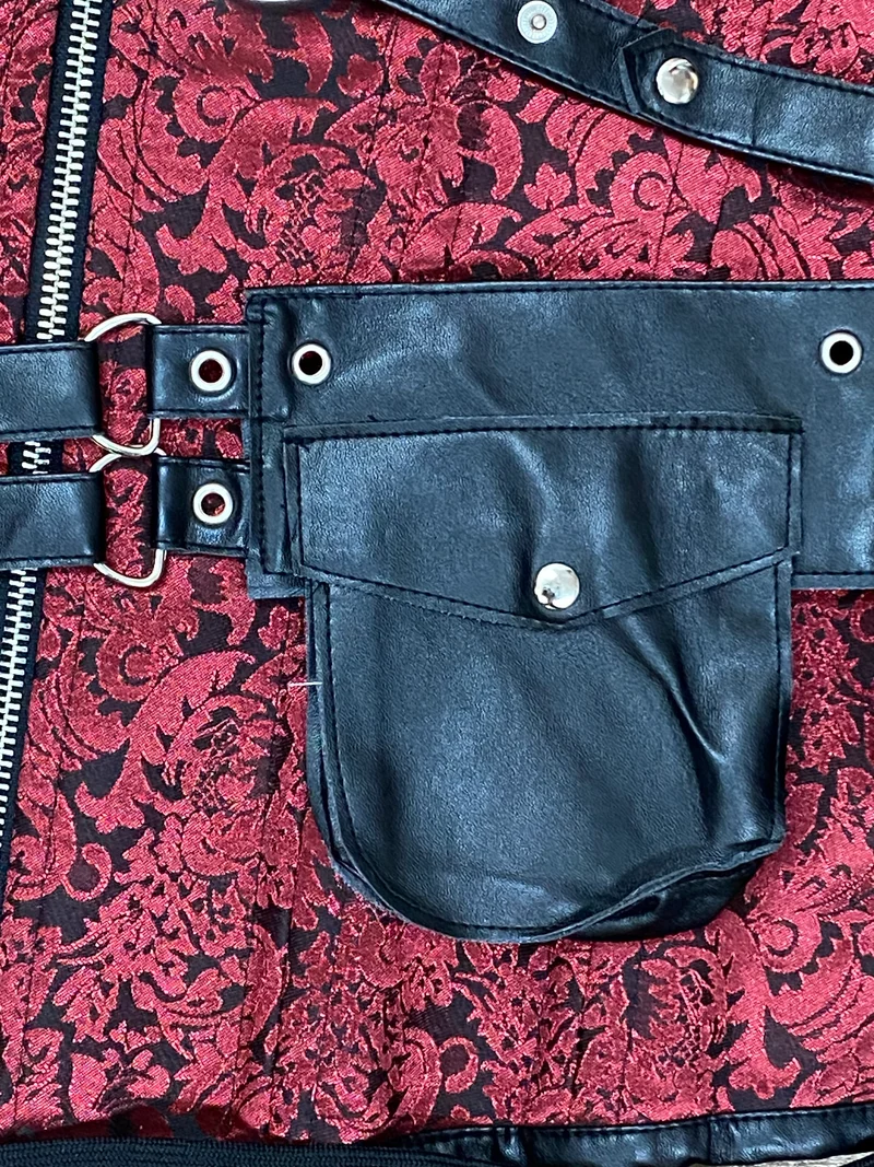 Steampunk Korsett Rot-Schwarz Gr. 42 mit Schnallen