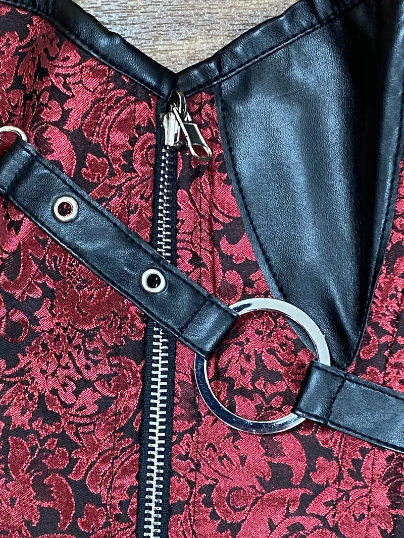 Steampunk Korsett Rot-Schwarz Gr. 42 mit Schnallen