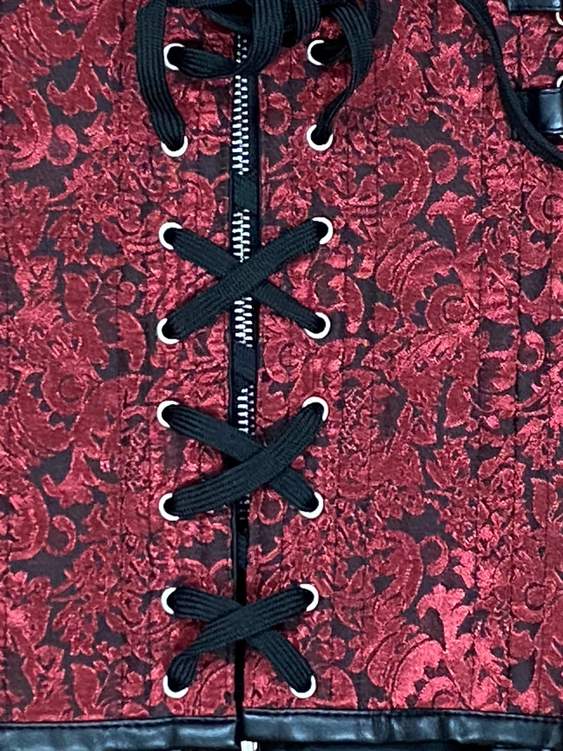 Steampunk Korsett Rot-Schwarz Gr. 42 mit Schnallen