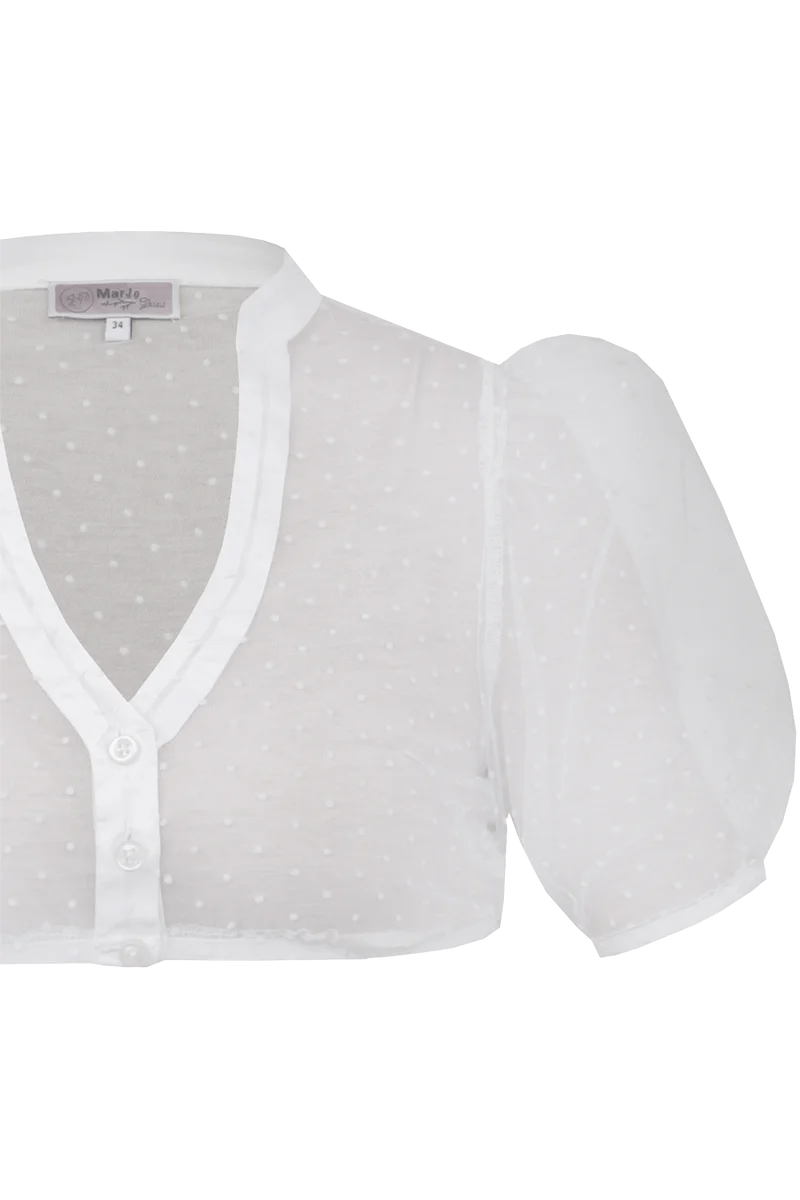 Dirndlbluse mit Puffärmeln und V-Ausschnitt - offwhite