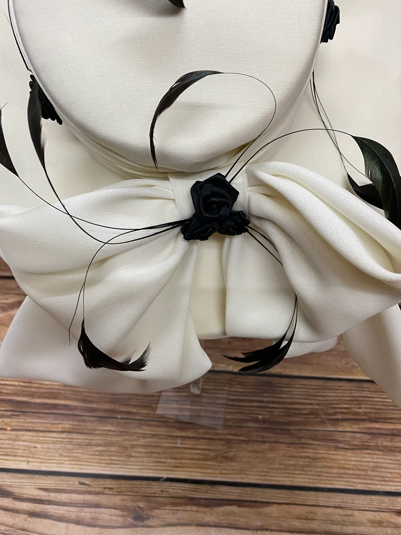 Großer Vintage Braut-Hut, Damen, Hochzeit, hochwertig, Ivory, Gr.57