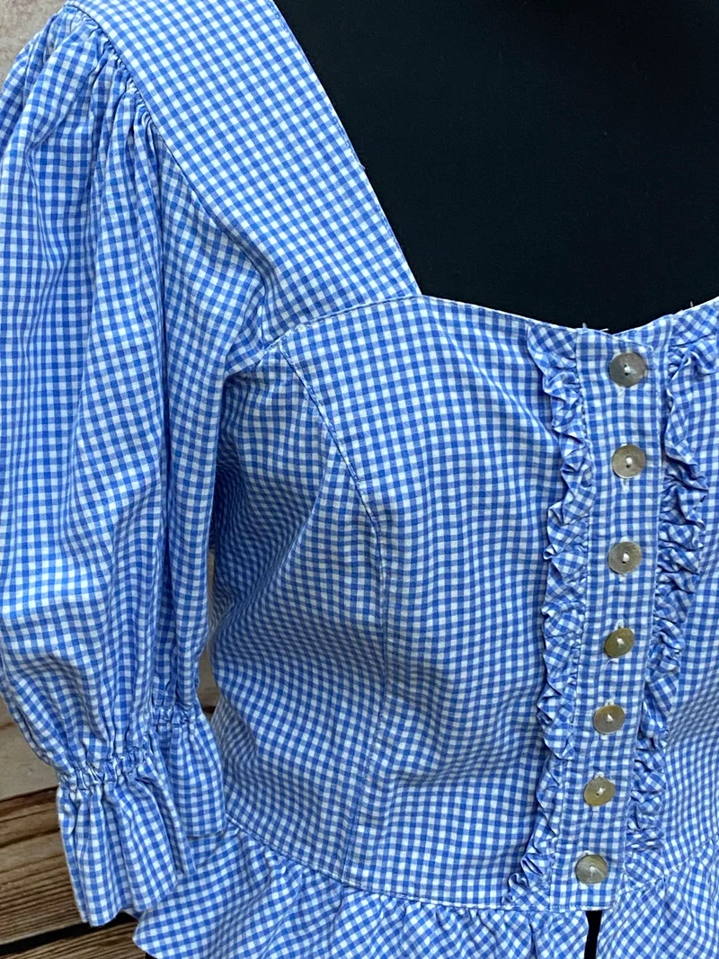 Hammerschmid Trachtenbluse blau weiß kariert Gr. 36