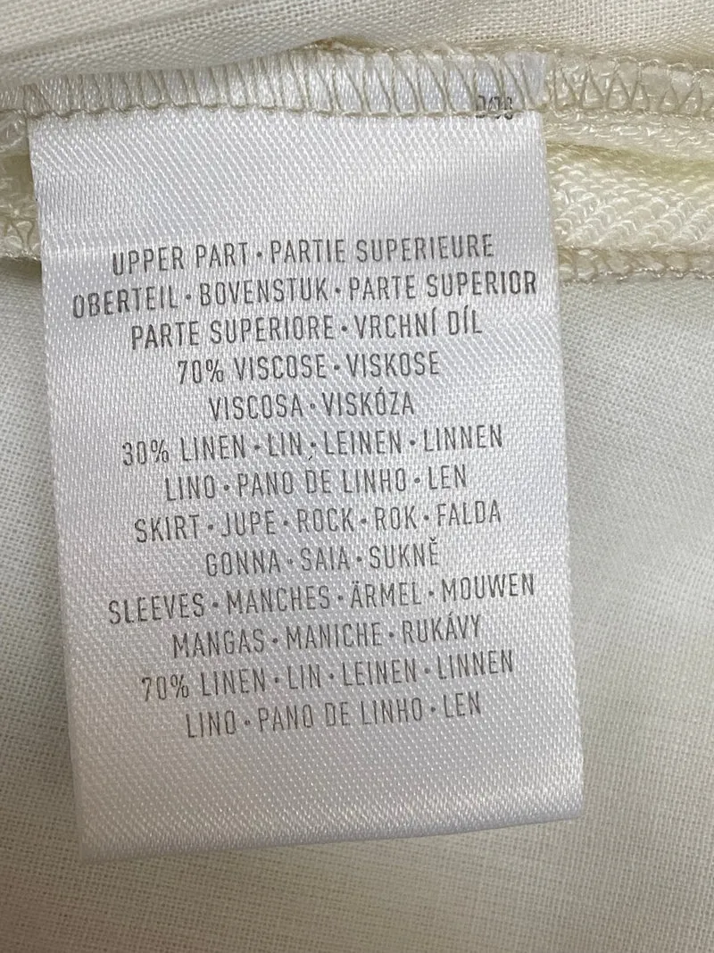 Vintage Landhauskleid lang Natur Beige Gr. 36 – Leinenmix