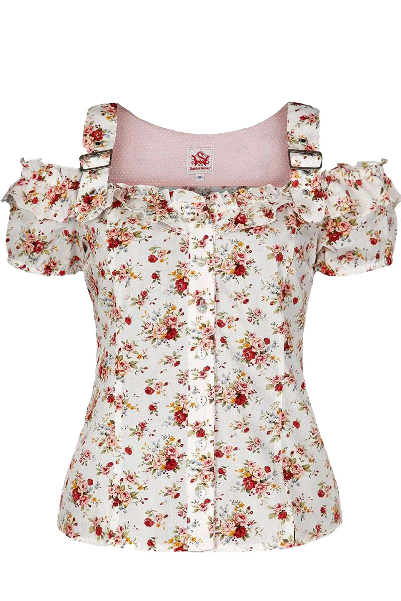 Carmen Trachtenbluse mit Blumenmuster