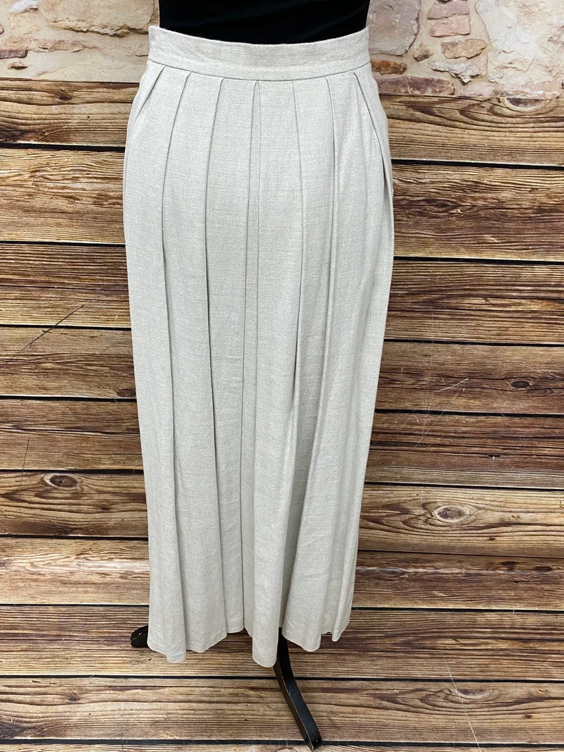 Leinenrock Damen Größe 38 – Beige, mit Knopfleiste & Taschen