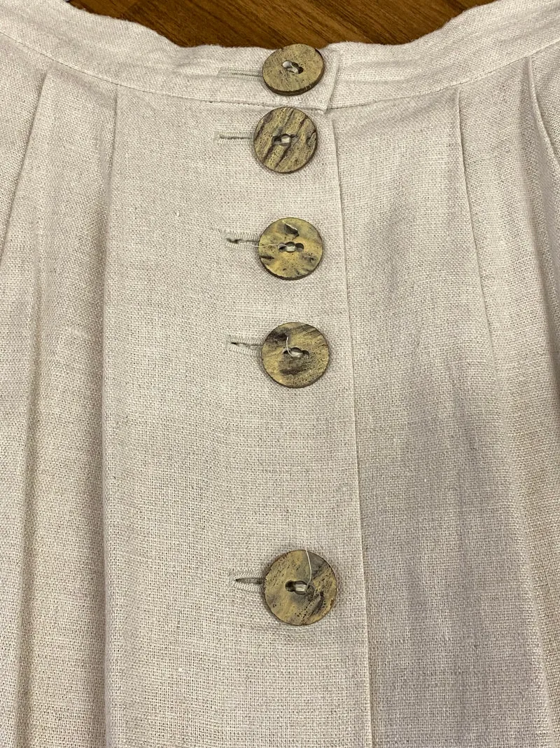 Leinenrock Damen Größe 38 – Beige, mit Knopfleiste & Taschen