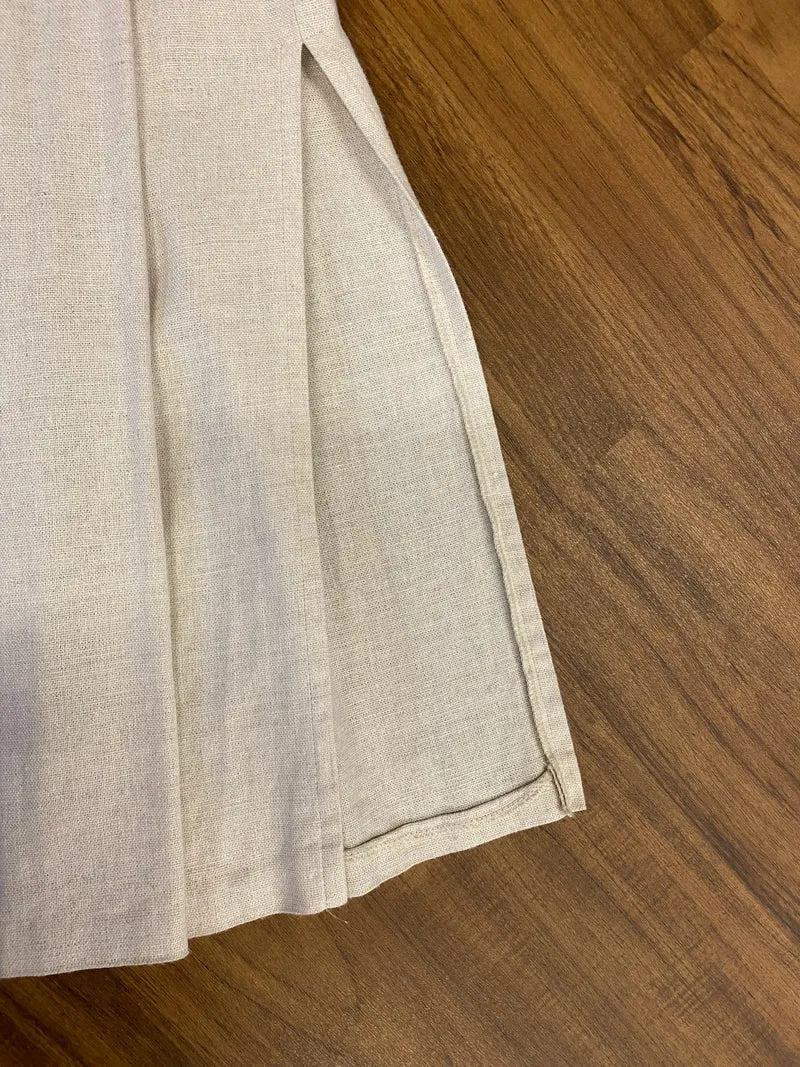 Leinenrock Damen Größe 38 – Beige, mit Knopfleiste & Taschen