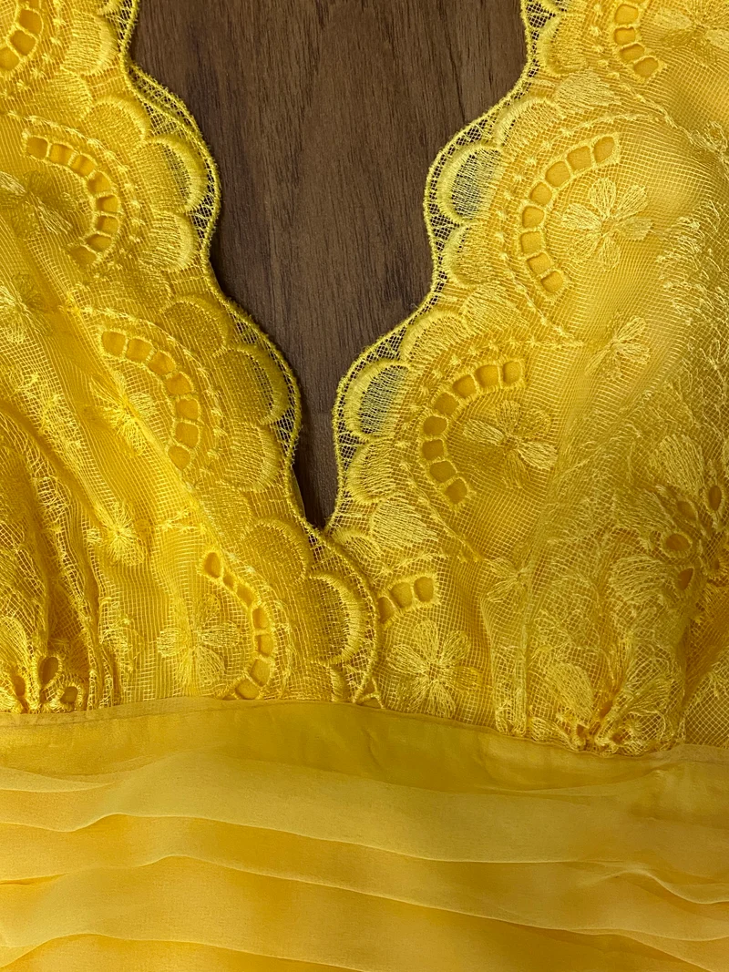 Original 70er Jahre Vintage Maxikleid Gr.36 in knalligem Gelb