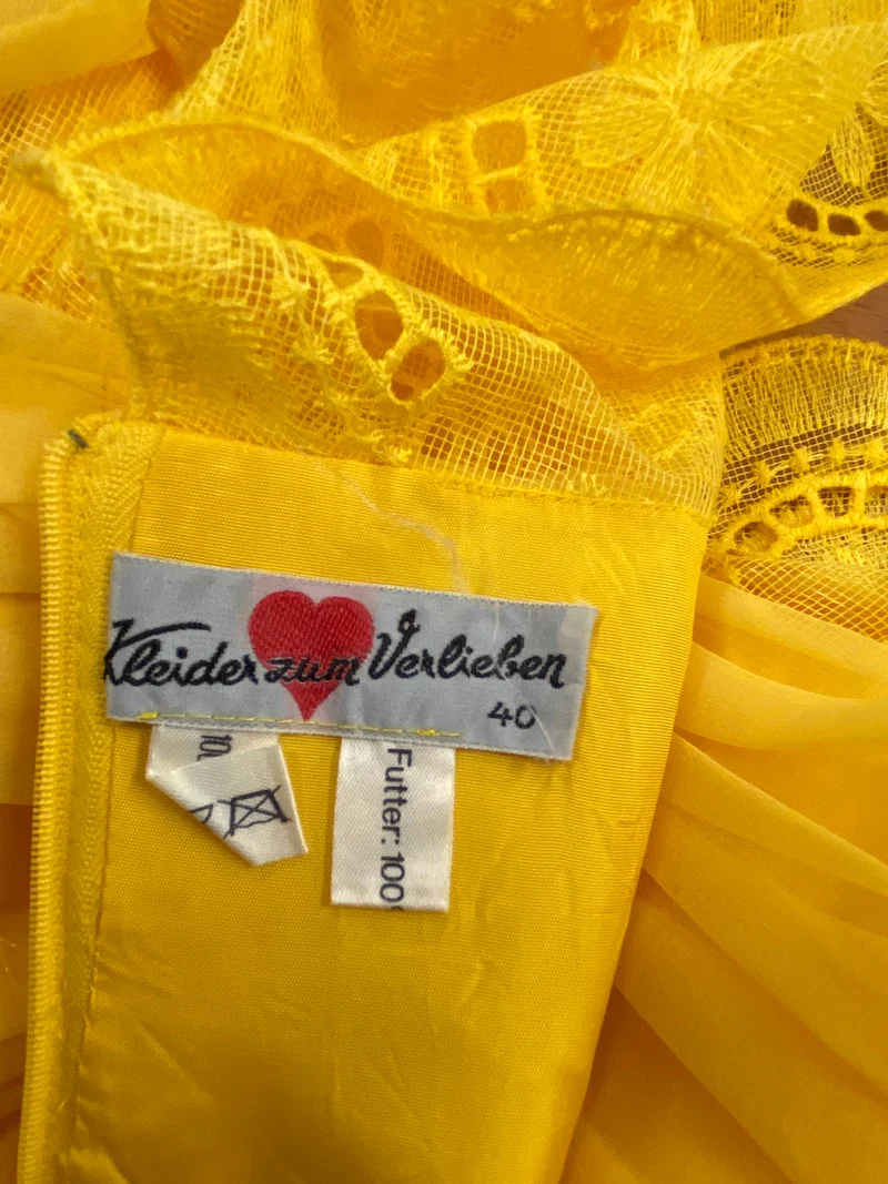Original 70er Jahre Vintage Maxikleid Gr.36 in knalligem Gelb