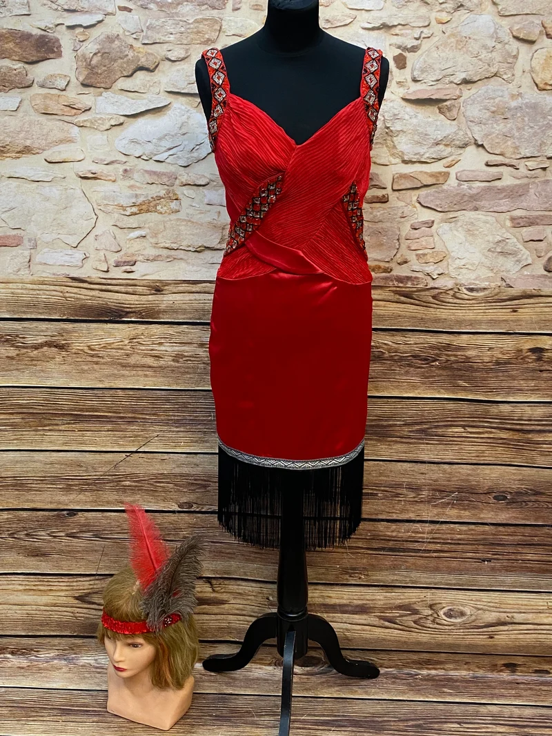 Rotes Charlestonkleid 20er Jahre Gr. 36