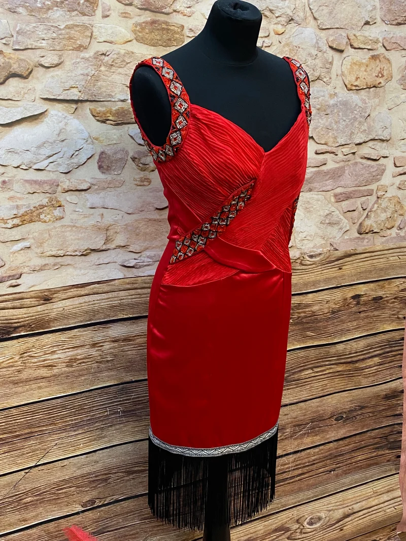Rotes Charlestonkleid 20er Jahre Gr. 36