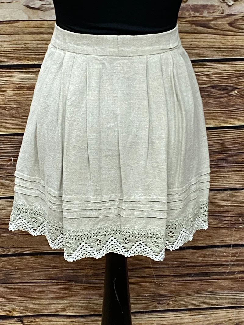 Vintage Trachtenrock Landhaus-Stil – Beige, Größe 36