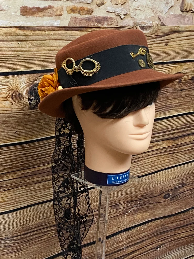 Hochwertiger Steampunk Damenhut braun, Unikat Gr.56