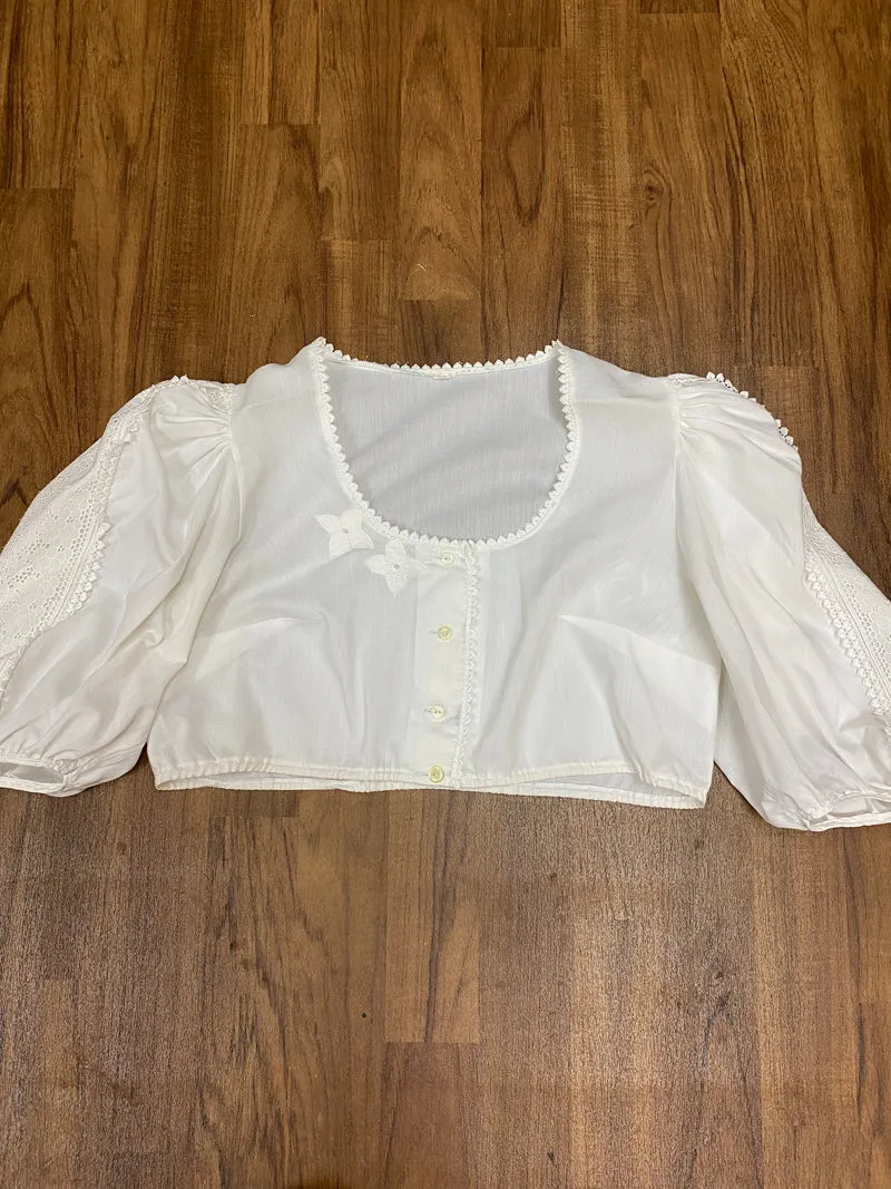 Vintage Dirndlbluse weiß - 1980er Jahren, Gr.46