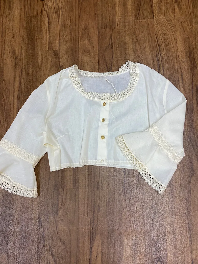 Vintage Dirndlbluse creme - 1970er Jahre, Gr.48