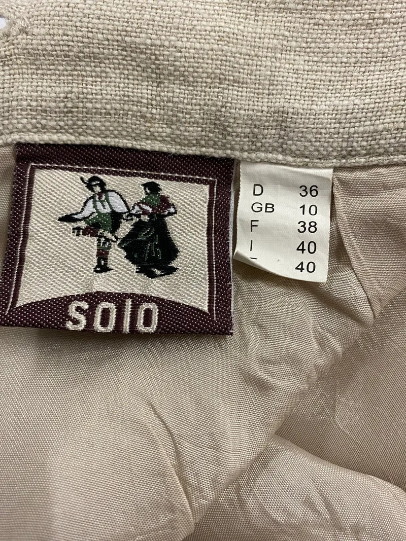Vintage Damen Trachtenrock von Solo – Beige und Creme, Größe 36