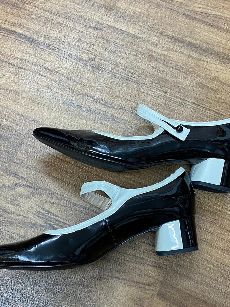 Vintage-Schuh von Clarks, Lackleder schwarz/weiß Gr.40