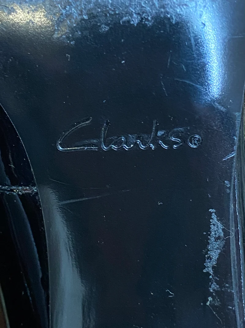 Vintage-Schuh von Clarks, Lackleder schwarz/weiß Gr.40
