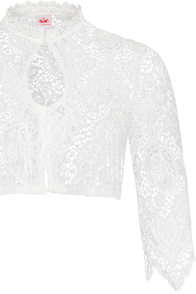 Dirndlbluse Lochausschnitt mit 3/4-Arm und transparenter Spitze